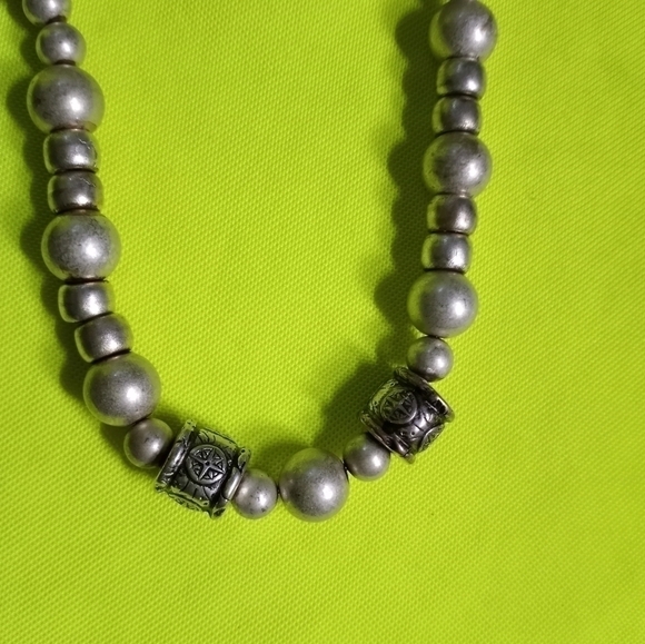 Silvertone beaded long decorative beads necklace - Picture 3 of 4